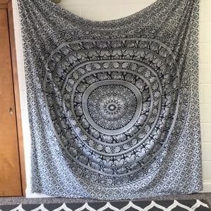 Large Black and White Elephant Wall Tapestry
